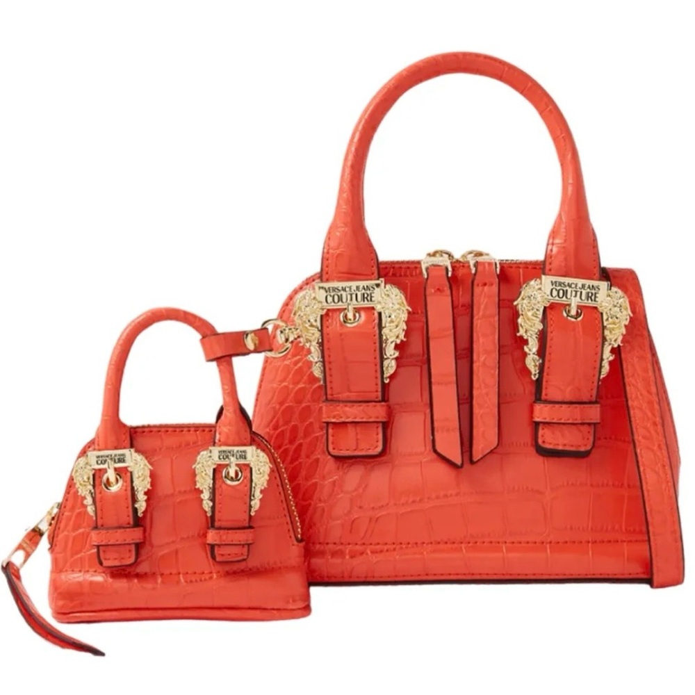 Versace Jeans Collection Orange Croc-Embossed Mini Bag Set - Picture 2 of 5